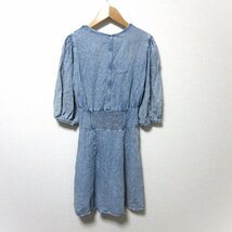 美品 22SS オールセインツ NOVA TENCEL DENIM MINI DRESS Vネック ボリュームスリーブ ミニ丈 デニムワンピース UK4 ライトブルー ◆_画像2