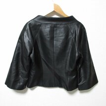 美品 miss ashida ミスアシダ サテン 七分袖 変形デザイン ショート丈 ノーカラージャケット 7サイズ ブラック ◆_画像2