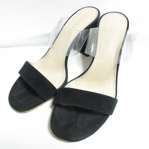 美品 FOXY フォクシー Shoes Sorbet ソルベ スエード サンダル 40677 37 23.5cm相当 ブラック ◆