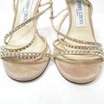 美品 JIMMY CHOO ジミーチュウ Lynn 100 スエード ラインストーン ビジュー スターモチーフ サンダル 35 1/2 22.5cm相当 ピンクベージュ_画像4