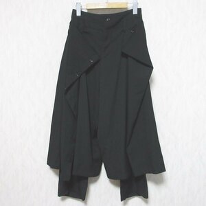 美品 19SS B YOHJI YAMAMOTO Bヨウジヤマモト ルック1着用 スカート ドッキング ウールギャバジン パンツ NH-P62-100 1 ブラック ◆