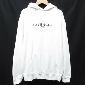 美品 GIVENCHY ジバンシィ クラシックロゴプリント プルオーバー パーカー オーバーサイズ S ホワイト