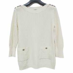  beautiful goods CHANEL Chanel long sleeve cable knitted sweater P59260 38 ivory beige *