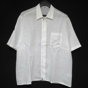  чистка settled прекрасный товар HERMES Hermes linen Zip выше короткий рукав Short рукав большой размер рубашка 42 16 1/2 размер белый 