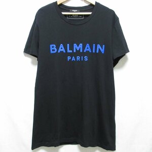 美品 BALMAIN バルマンオム クルーネック ロゴ 半袖 Tシャツ カットソー M ブラック