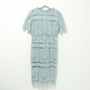  beautiful goods 20AW KUMIKYOKU PRIER Kumikyoku k Miki .k panel pattern race tight dress short sleeves mi leak height One-piece small size S2 light blue *