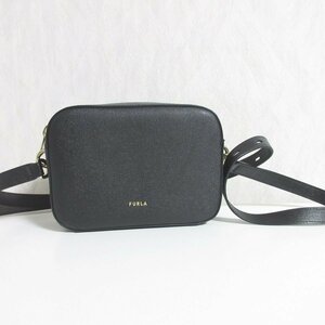 新品同様 FURLA フルラ BLOCK MINI CROSSBODY ブロックミニ クロスボディ レザー ショルダーバッグ ブラック ◆