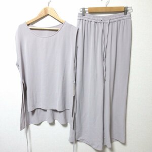  unused INTERPLANET Inter planet e deer ru poly- blouse × Easy wide pants sleeveless shirt setup F gray series *