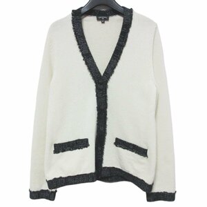  beautiful goods CHANEL Chanel here Mark button cashmere silk knitted cardigan P60086 36 ivory × black *