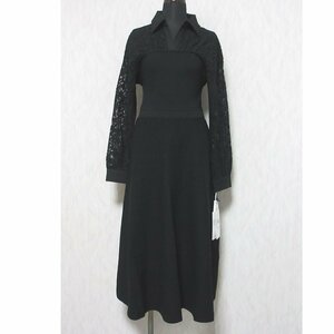  unused 23AW Diagram Diag Ram long sleeve maxi height race Layered knitted One-piece 0323339157 36 black *