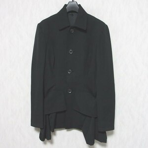 美品 19-20AW YOHJI YAMAMOTO +NOIR ヨウジヤマモトプリュスノアール フリル ウール シンメトリージャケット NC-J06-100 ブラック ◆