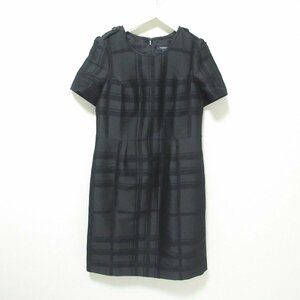 beautiful goods BURBERRY LONDON Burberry check pattern knees height short sleeves I line One-piece large size 44 black *