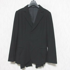 美品 19-20AW YOHJI YAMAMOTO +NOIR ヨウジヤマモトプリュスノアール ウール100％ バックフリル ジャケット NC-J16-132 1 ブラック ◆