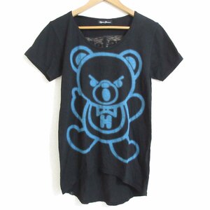  прекрасный товар HYSTERIC GLAMOUR Hysteric Glamour fak Bear - цифровой принт короткий рукав футболка cut and sewn FREE черный *