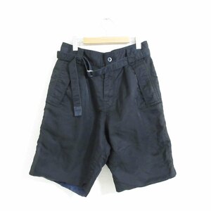 ほぼ美品 sacai サカイ MA-1 Short Pants ベルト付き ナイロンショーツ ショートパンツ 18-01554M 1 ブラック
