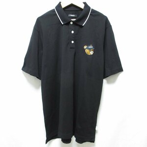 美品 MALBON マルボン BEAMS GOLF 10周年記念 ベアワッペン ストレッチ 半袖 ポロシャツ カットソー ゴルフウェア M ブラック