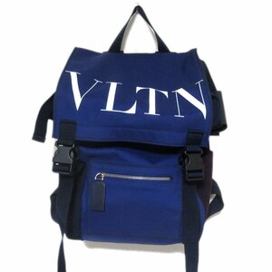  beautiful goods VALENTINO Valentino VLTN Logo print nylon × suede rucksack backpack Day Pack blue × purple 