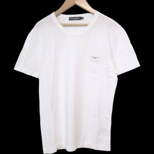 良品 DOLCE&GABBANA ドルチェ＆ガッバーナ ロゴプレート クルーネック 半袖 Tシャツ カットソー 44 ホワイト