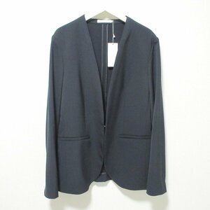 未使用 22AW ICB アイシービー フロントホック Vネック ノーカラージャケット 大きいサイズ 44 ネイビー 061 ◆