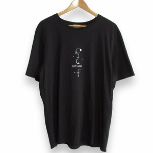 美品 19SS SAINT LAURENT サンローラン 半袖 プリント Tシャツ カットソー XL ブラック ◆