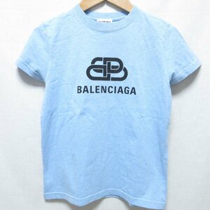 美品 BALENCIAGA バレンシアガ BBロゴ 半袖 Tシャツ クルーネック カットソー XS ライトブルー