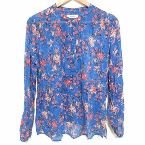  beautiful goods ISABEL MARANT ETOILEi The bell ma Ran etoile flower print floral print long sleeve band color shirt blouse 38 blue *