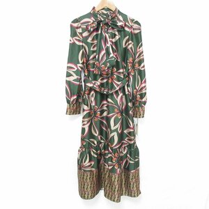  unused 23AW Grace Continental online complete sale model long sleeve maxi height retro flower print One-piece 36 green group *