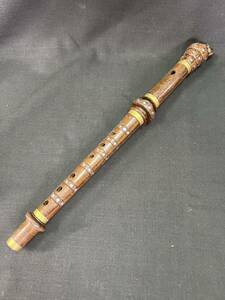 ネパール 木管 フルート 楽器 木製 バンスリ 民族 音楽 演奏 全長 約43.5ｃｍ 笛 中古