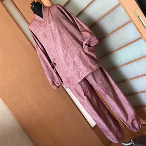 ハンドメイド☆　着物リメイク　大島紬着物から　作務衣　　L～　LLサイズ