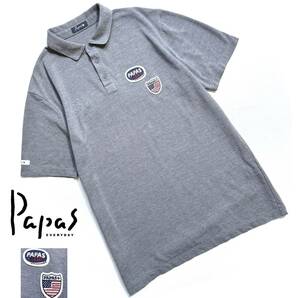 極美品【定価2万超】Papas＋ パパス プラス ポロシャツ L メンズ ロゴ刺繍ワッペン クールマックス 送料370円【着心地抜群の一枚】日本製 の画像1