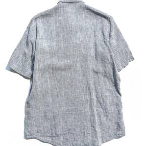 最高級【定価2.7万】Papas パパス リネン 半袖シャツ 48(M) メンズ シャンブレー 麻100％ ロゴ【着心地抜群の一枚】送料370円 日本製の画像4