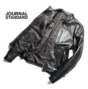 最高級【羊革】JOURNAL STANDARD ジャーナルスタンダード シングルライダース レザージャケット L メンズ 黒 美シルエット シープスキン