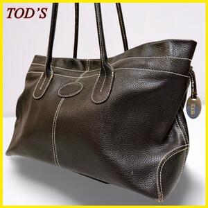 1 jpy [ beautiful goods ]TOD*S Tod's D BAG D bag shoulder tote bag handbag D bag leather Brown men's lady's unisex 