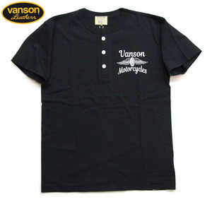 新品 VANSON バンソン 黒XL ヘンリーネックTシャツ メンズ半袖t 212 バイカーtシャツ