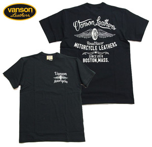 新品 VANSON Tシャツ 黒L バンソン ホイルウィング メンズtシャツ 068 バイカー半袖t 新着 カットソー