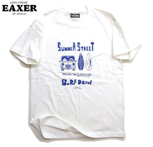 新品 EAXER サーフTシャツ 白L サマーストリート オリジナルt サマードライブt　サーフボード イークサー メンズt カットソー