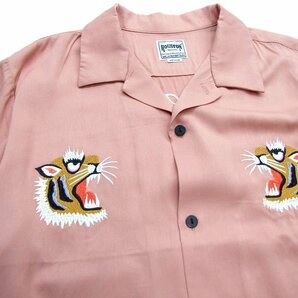 新品 HOUSTON スーベニアシャツ ピンクXL トラ総刺繍 虎 ヒューストン メンズシャツ ベトジャン柄 ベトナム アロハ 新着 41071の画像4