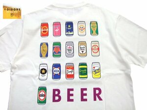 新品 YOIDORE ビール缶Tシャツ 白M ヨイドレ 地ビール 飲み会 BBQ ビッグシルエット 男女兼用 酔いどれ 酒好き カットソー 824249