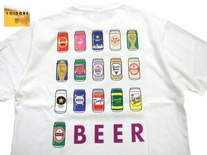 新品 YOIDORE ビール缶Tシャツ 白L ヨイドレ 地ビール 飲み会 BBQ ビッグシルエット 男女兼用 酔いどれ 酒好き カットソー 824249