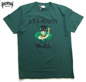 新品 HOUSTON Tシャツ グリーンM ミリタリーキャラ ヒューストン メンズtシャツ カットソー アヒル柄 新着 アメリカ海軍 22117