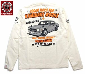 新品 カミナリ ロングTシャツ 白M アメスカ 昭和の名車 旧車 カミナリ 雷 217 メンズロンt カットソー 新着