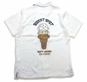 新品 HOUSTON ヒューストン ボーリングシャツ 白XL 総刺繍 アイスクリーム メンズシャツ アイス柄シャツ アロハ 40899