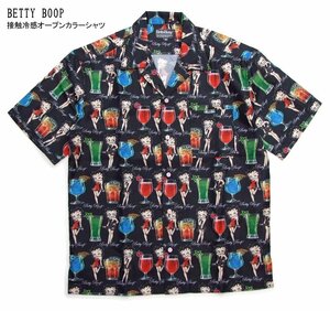 新品 ベティー 接触冷感オープンカラーシャツ 黒L カクテル ベティBETTY BOOP 半袖シャツ 110