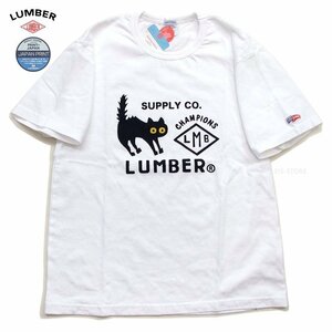 新品 ランバー Tシャツ 白L ビックリ猫 LUMBER ねこtシャツ メンズレディースt ネコ 男女兼用 カットソー 241431