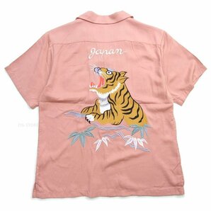 新品 HOUSTON スーベニアシャツ ピンクXL トラ総刺繍 虎 ヒューストン メンズシャツ ベトジャン柄 ベトナム アロハ 新着 41071の画像2