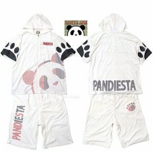 新品 パンディエスタ パーカーセットアップ 白XL パンダパーカ＆パンツ上下セット 男女兼用 パイル生地 PANDIESTA 554560 新着