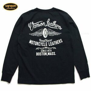 新品 VANSON バンソン ロングTシャツ 黒XL 新品 ホイルウィング メンズt ロンt 168 バイカーtシャツ カットソー 新着