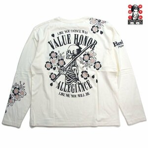 訳有 爆裂爛漫娘 ロングTシャツ 白46 3l サムライスピリット 侍 ドクロ エフ商会 バクレツ長袖t メンズ カットソー RMLT-231