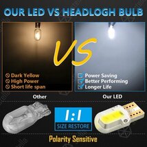 T10 T16 LED バルブ 20個 12V COB 4SMD 6000K ホワイト ポジション球 ルーム球 ナンバー灯 メーター パネル球 高輝度 明るい 爆光 車検対応_画像6