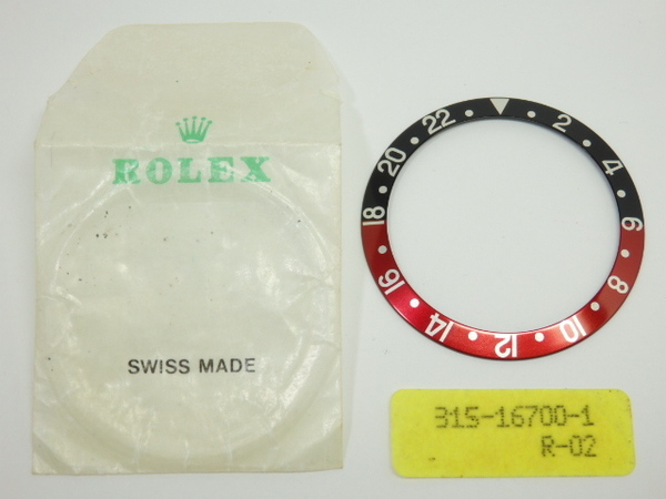 ロレックス GMTマスターⅡ ベゼルインサート 16700/16710 純正品 赤/黒 ベゼルディスク ROLEX GMT BEZEL insert Red/Black [K-89]